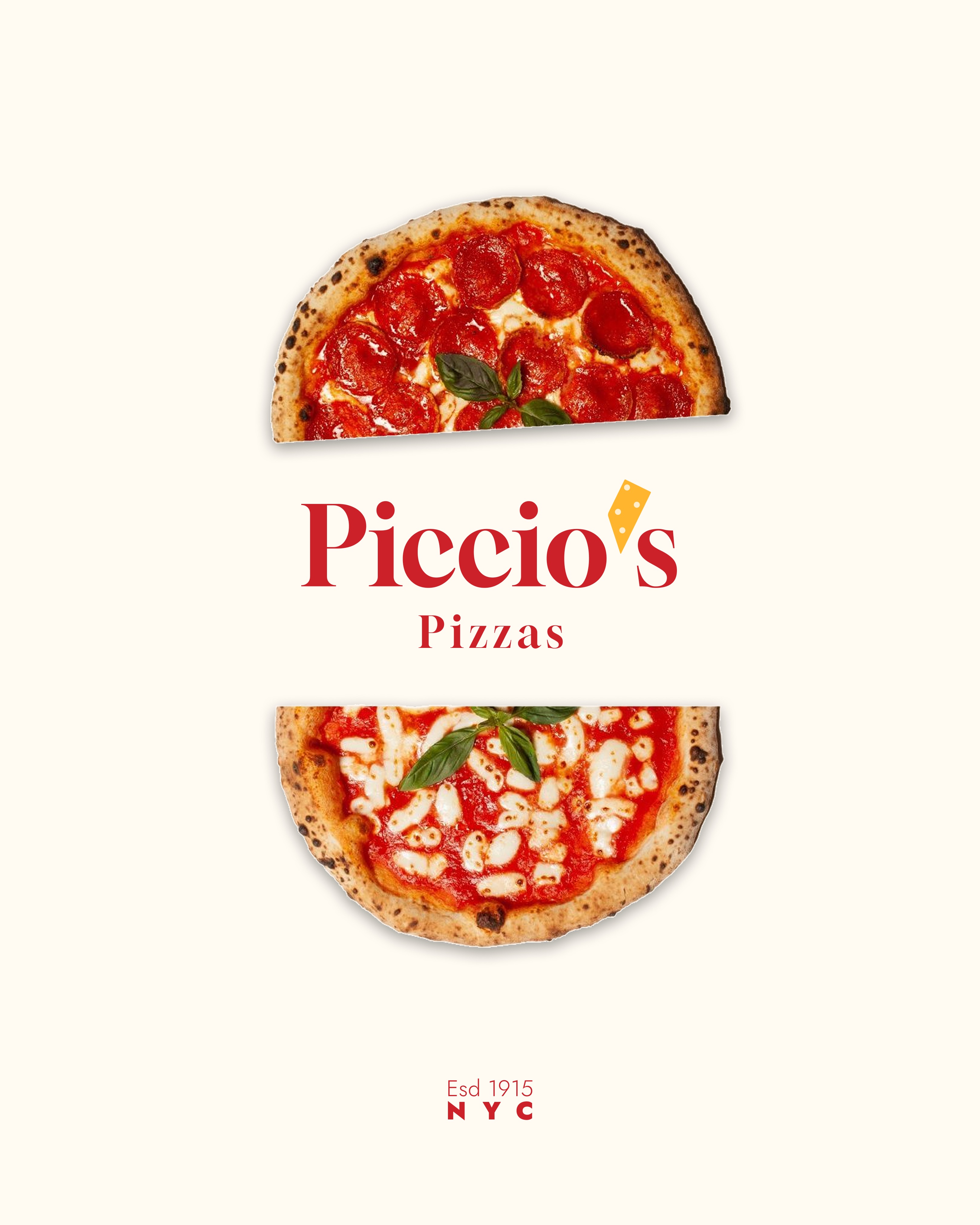 Piccio's Pizzas primary logo mockup