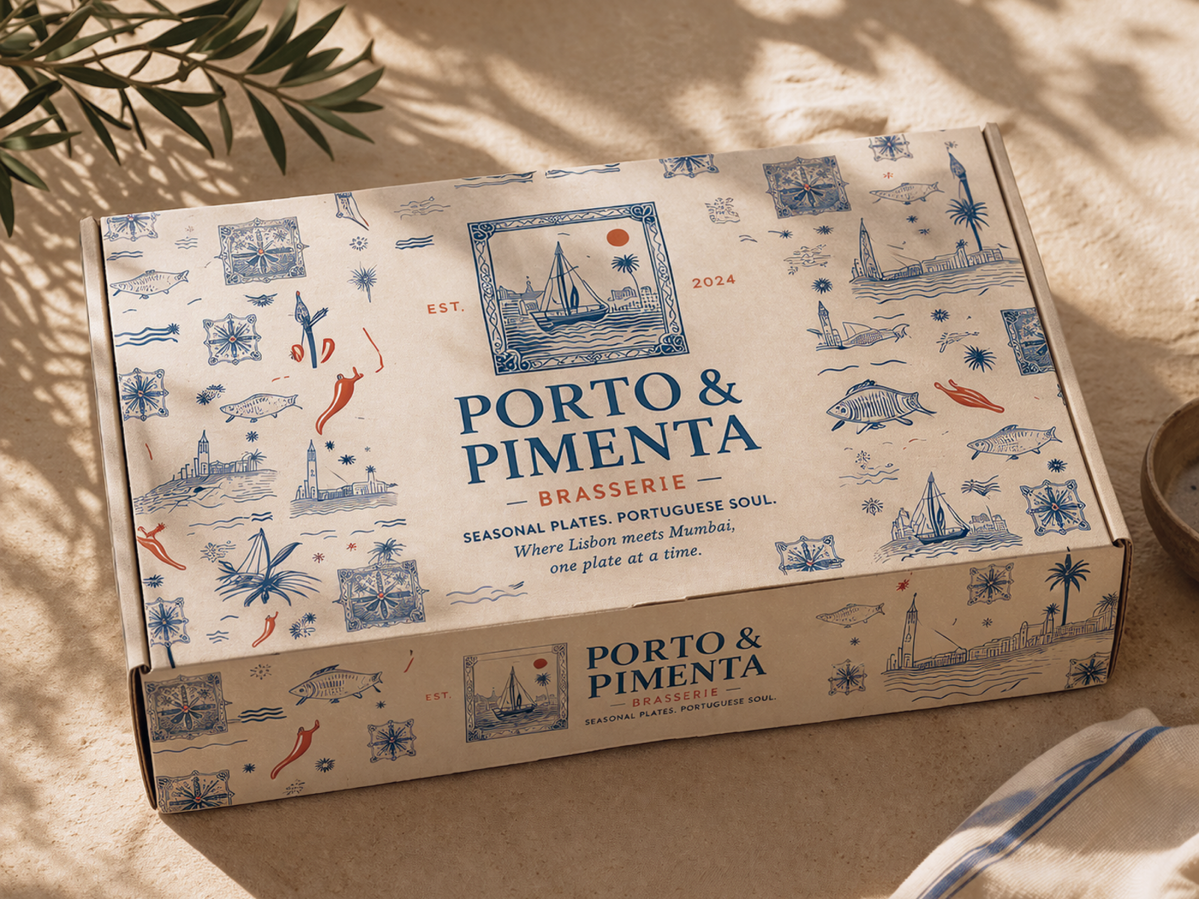 Porto & Pimenta branded packaging box